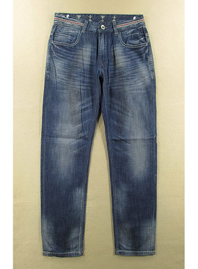 01-98602/Q101*牛仔裤男28码修身直筒薄款纯棉破洞补丁KHCO