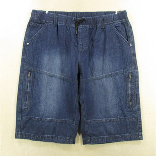 38码 宽松大码 肥佬裤 牛仔中裤 2206 男36 子松紧腰P101 五分裤