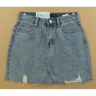 8081 高腰半身裙毛边a字包臀裙DH404 夏季 牛仔短裙女复古年新款