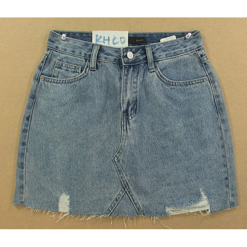 复古风夏季高腰毛边a字牛仔短裙