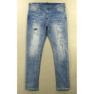 牛仔裤男38码弹力修身小脚裤子大码外单加长KHCO包邮N103/1202-14