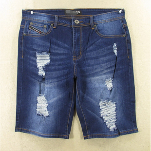 牛仔中裤 五分裤 包邮 1906 KHCO特价 V111 破洞弹力修身 男32码