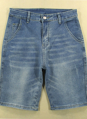 牛仔中裤五分裤男弹力修身补丁短裤子夏款全新品*L209/59532-03