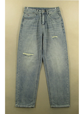 牛仔裤男29码宽松锥形薄款破洞补丁长裤子全新品*F102/52509-03