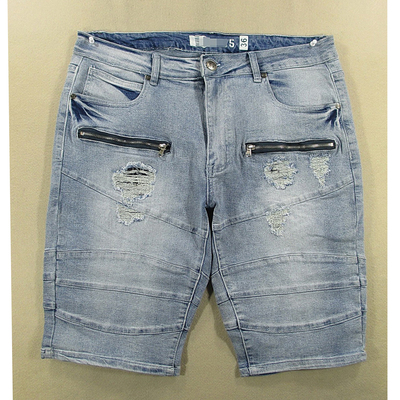 牛仔中裤五分裤男弹力加大码破洞外单夏款全新品*I209/52533-09