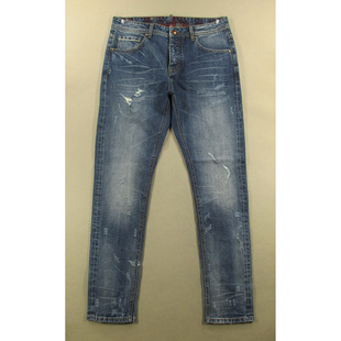 破洞中腰弹力紧身小脚长裤 美式 W302 赤耳牛仔裤 7508 男32码