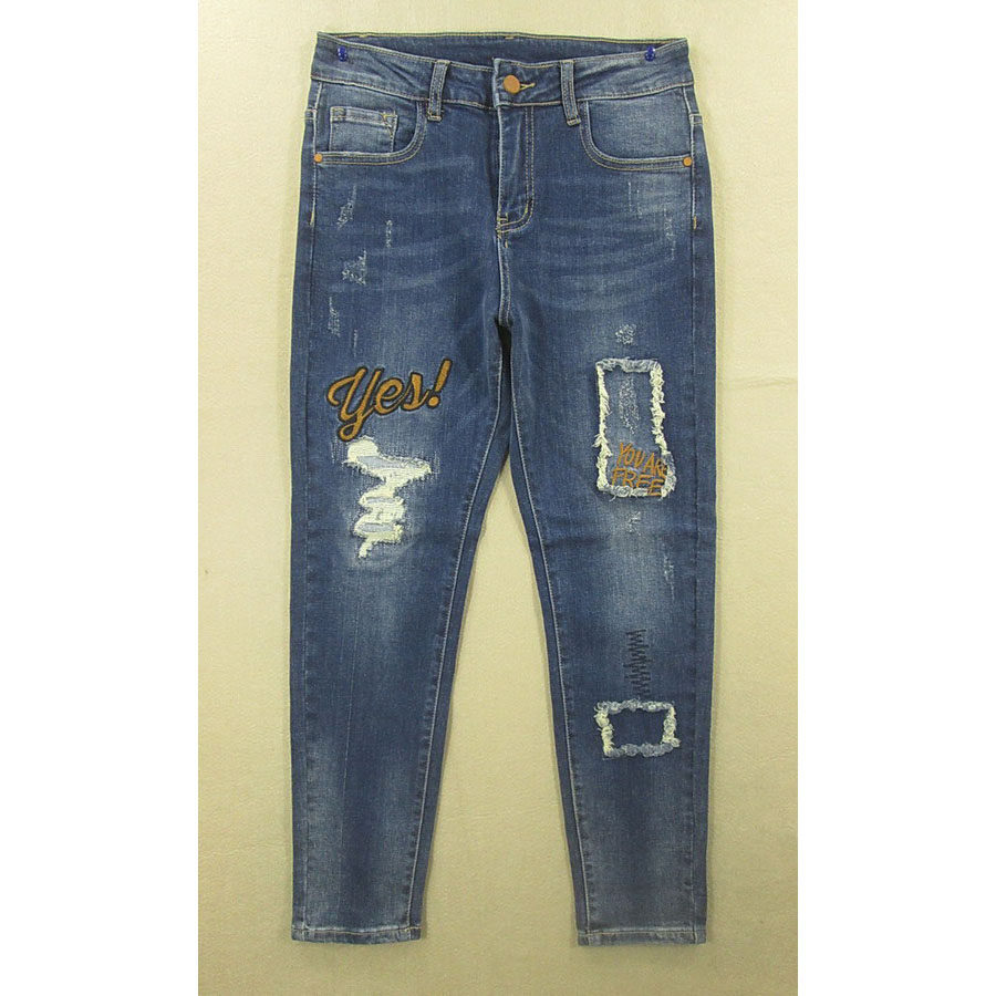 牛仔裤弹力高腰修身小脚裤九分裤