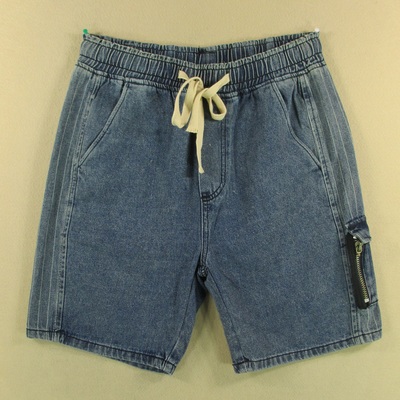 牛仔中裤五分裤男32码松紧腰短裤侧条纹KHCO广州牛仔B207/9832-09