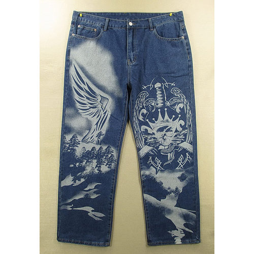 美式潮牌宽松阔腿牛仔裤男