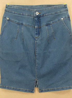 牛仔中裙 女做旧高腰弹力修身ss包臀裙*皇冠满百包邮W401/18B-6