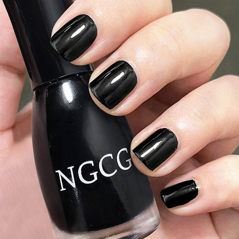 2024流行指甲油免烤持久不可剥微胶易涂神秘黑美甲组合套装显白脚