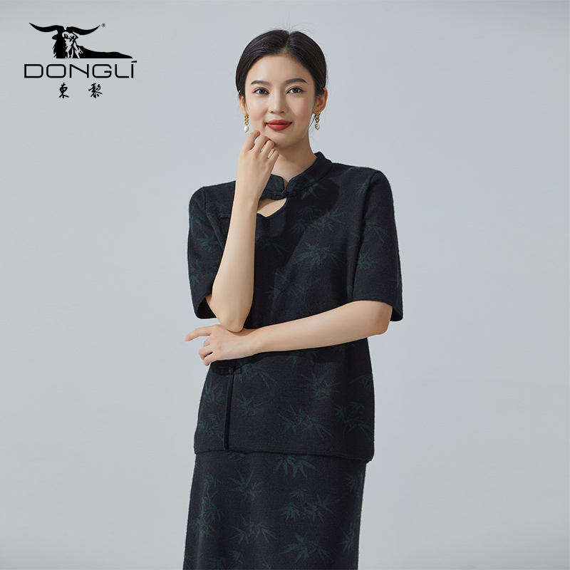 东黎中式风五分袖精纺上衣