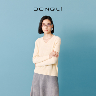 东黎山羊绒 2025秋冬针织衫女休闲V领松密度套头羊绒衫打底 4629