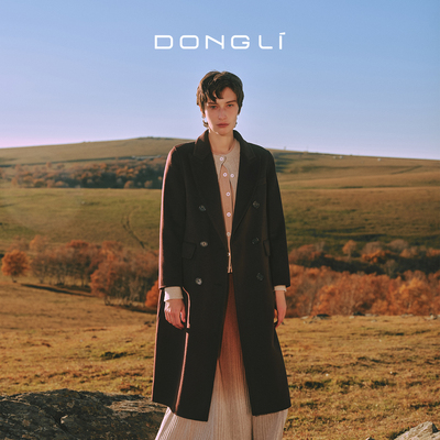 东黎山羊绒女士长款西服领大衣