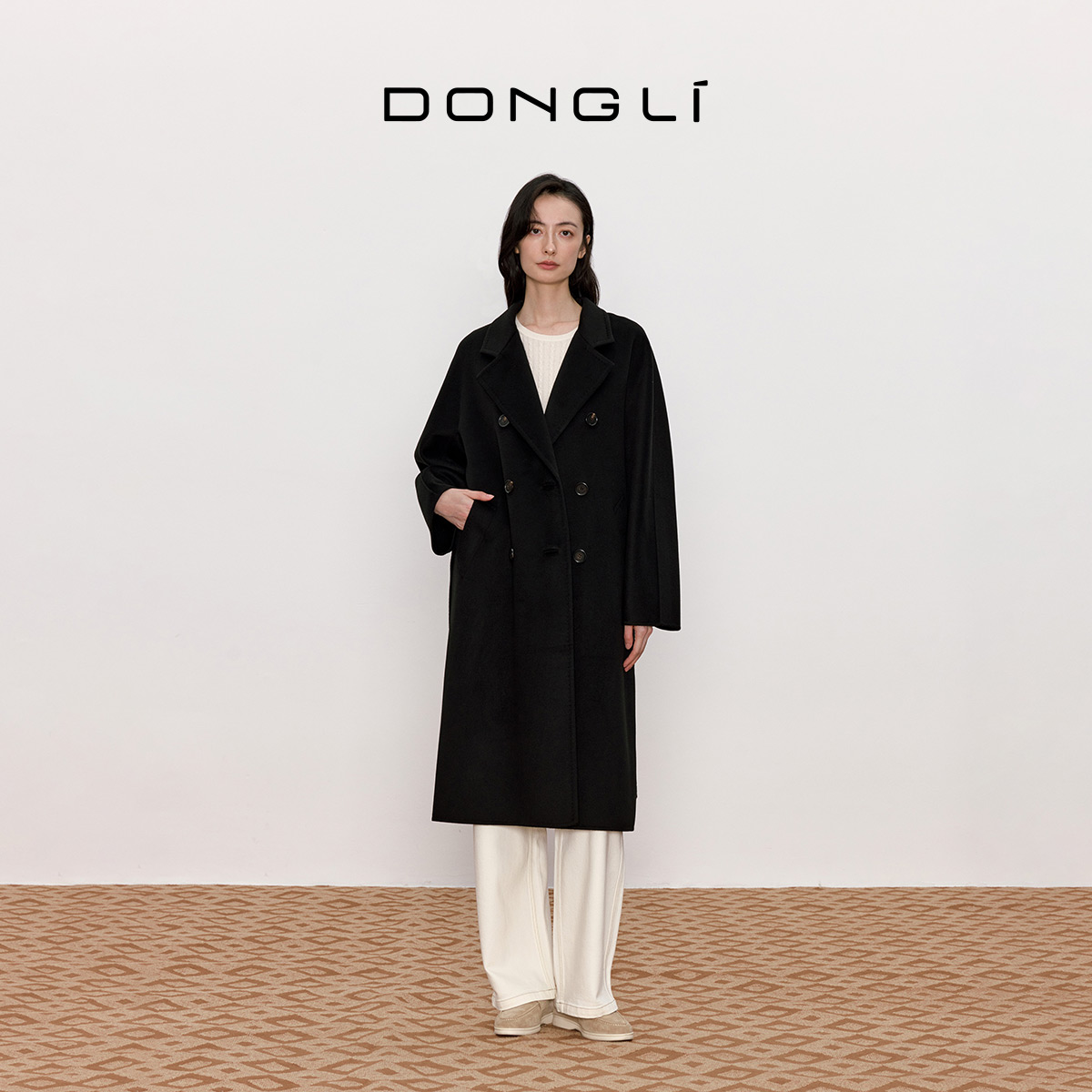 东黎冬季高级感双面羊绒毛呢外套