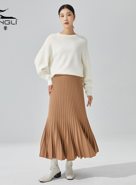 东黎溯源款 小山羊绒女士秋冬插肩袖加厚针织衫宽松羊绒毛衣3394