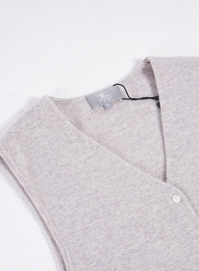 东黎山羊绒 秋冬新款女士宽肩针织开衫马甲V领背心打底马夹 3438