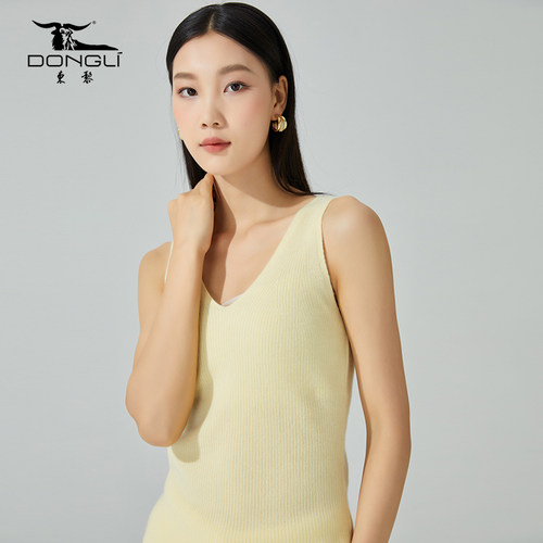 东黎V领秋冬季针织羊绒背心