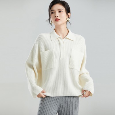 东黎小山羊绒女士翻领羊绒衫