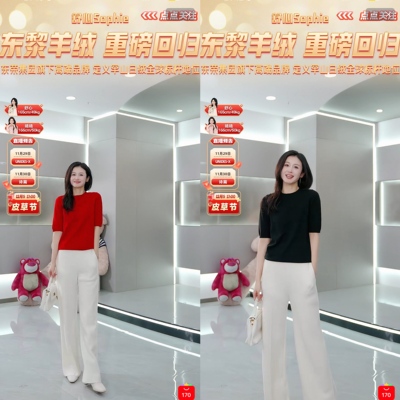 东黎圆领短袖套衫羊绒衫