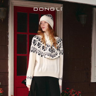 女士秋冬费尔岛提花圆领套衫 山羊绒 5559 期待花信 东黎童心未远