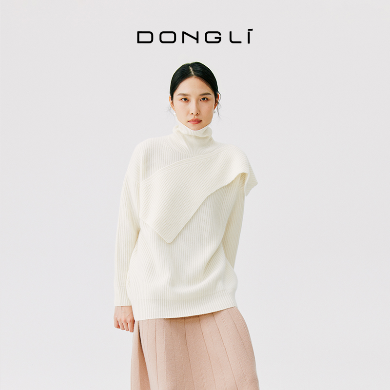 东黎小山羊绒时尚设计感高领毛衣