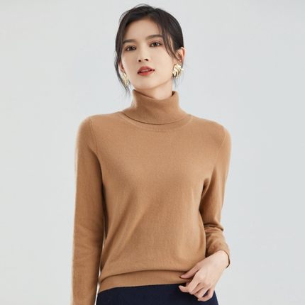 东黎小山羊绒 女士高领打底堆堆领针织秋冬百搭修身套头衫21S210