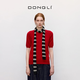 女士秋冬季 东黎 山羊绒 琴键 撞色条纹围巾保暖围脖5399 童心未远