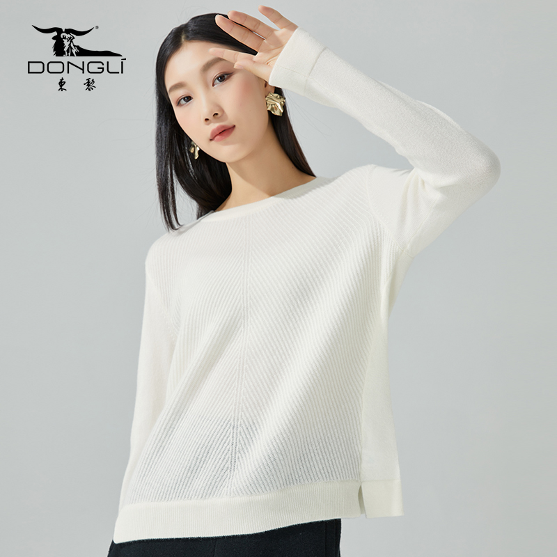 东黎山羊绒长袖套头衫圆领百搭
