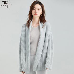 东黎小山羊绒 外套显瘦保暖2090 秋冬针织加厚自带领女士纯绒开衫