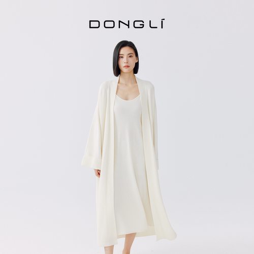 东黎山羊绒慵懒系带开衫