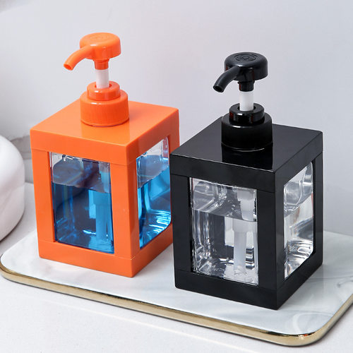 跨境大容量乳液分装瓶家用按压式四方瓶子浴室沐浴露可视洗手液