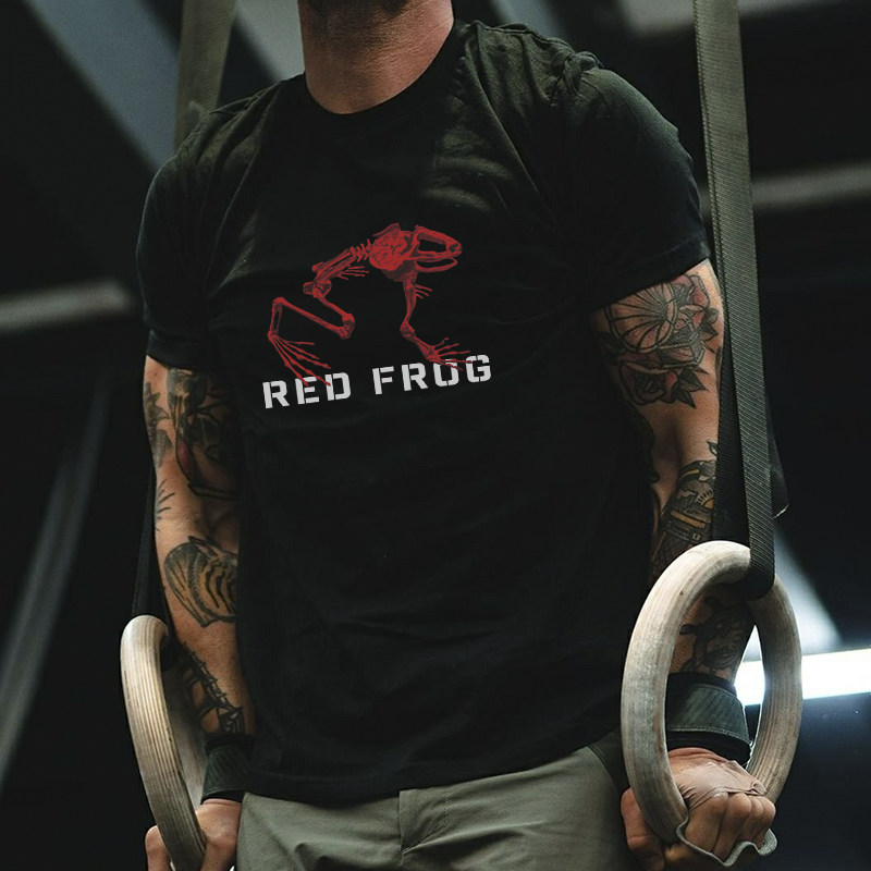 前沿观察组全球精英特战系列RED FROG红蛙印花军迷圆领短袖T恤男