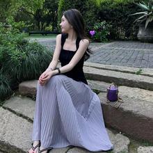 黑色方领冰丝吊带背心女夏季高级感独特漂亮修身短款无袖开叉上衣