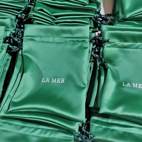 蓝彩阳束口袋抽绳袋高档绸布