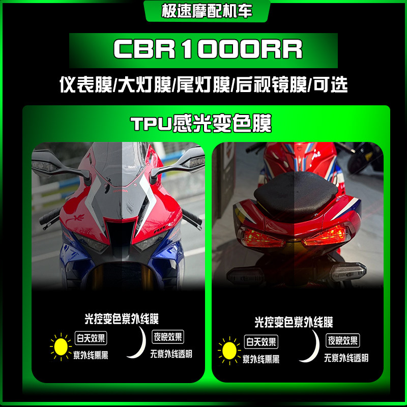 适用本田火刃CBR1000RR-R大灯仪表膜变色透明TPU屏幕保护膜改装