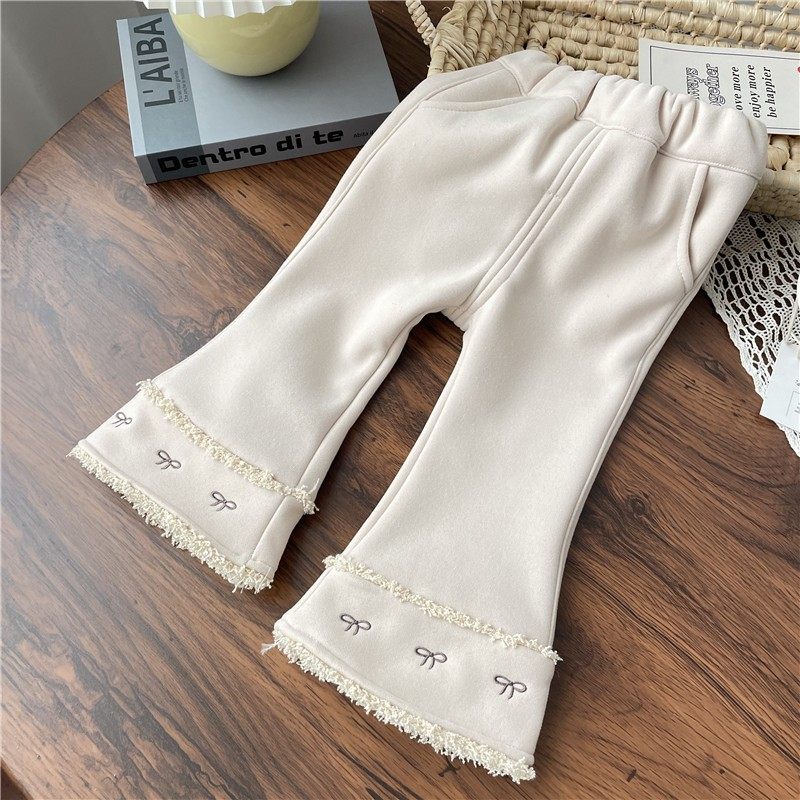 2024新款女童一体绒喇叭裤洋气秋冬蝴蝶结刺绣加厚宝宝打底裤外穿,童装/婴儿装/亲子装,裤子,淘宝优惠券,粉丝福利购,淘宝优惠卷