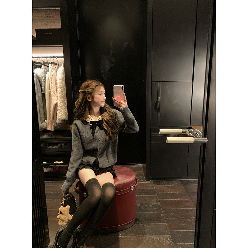 陈大钰蝴蝶结亮片针织开 衫女秋冬高级感洋派独特别致灰色毛衣外,个性定制/设计服务/DIY,棉服工装,淘宝优惠券,粉丝福利购,淘宝优惠卷