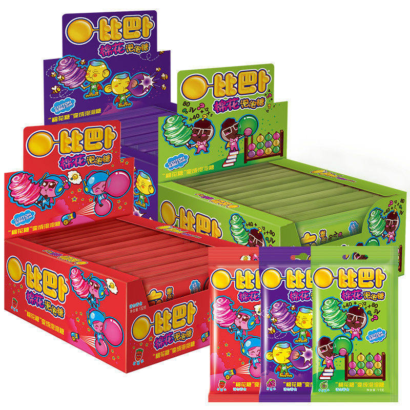 比巴卜棉花泡泡糖11g/袋装整盒混合水果口味儿童零食网红糖果