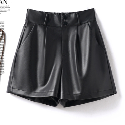 海宁真皮皮裤女绵羊皮短裤阔腿裤