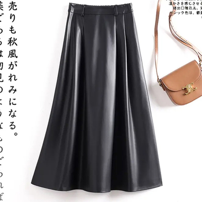 海宁真皮显瘦半身裙绵羊皮大摆裙