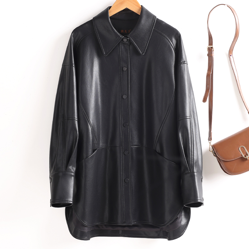 海宁真皮皮衣女中长款绵羊皮外套