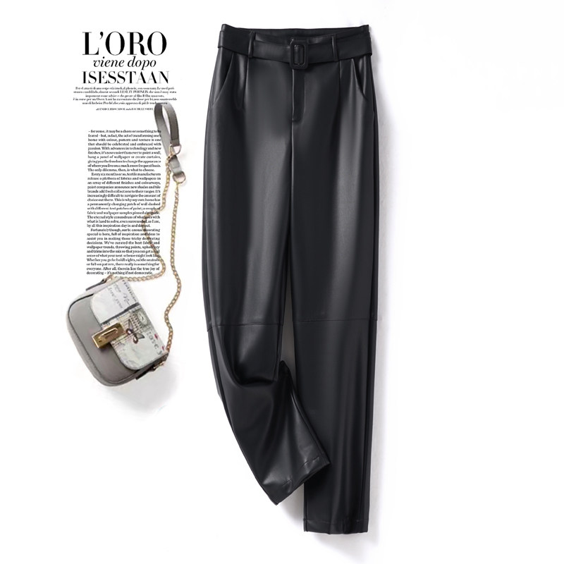 海宁真皮裤子女士高腰显瘦小脚裤秋季新款百搭皮裤洋气靴裤铅笔裤