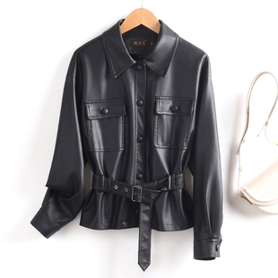 海宁真皮皮衣女短款2025秋季新款绵羊皮夹克外套机车服宋佳同款潮