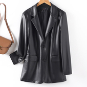 宽松显瘦时尚 2025秋季 女短款 海宁真皮小西装 羊皮皮衣西服外套 新款