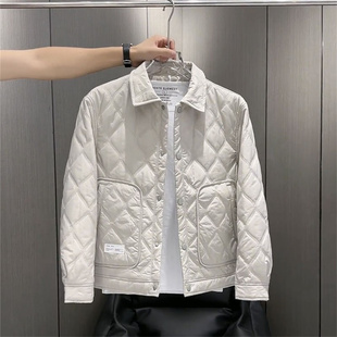 上衣潮 纯色显瘦纯色棉衣棉服休闲秋冬季 男士 翻领二棉保暖外套时尚