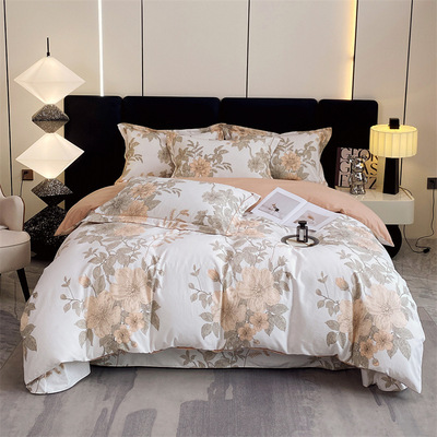 田园加厚磨毛全棉被套活性印染