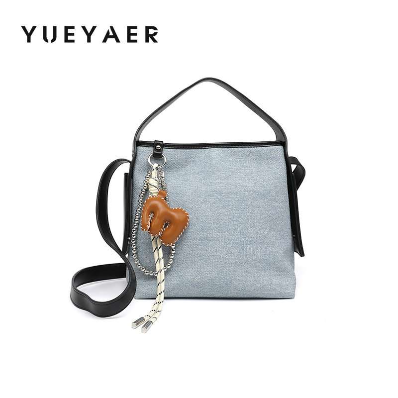 月芽儿牛仔水桶包女腋下包单肩斜挎包新款帆布大容量上班族通勤包