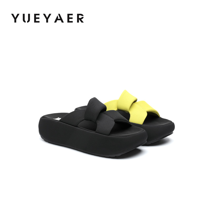 月芽儿拖鞋女夏外穿厚底沙滩凉鞋居家踩屎感小个子增高一字拖鞋女