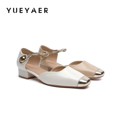 月芽儿包头凉鞋女夏季爆款新中式女鞋粗跟中空玛丽珍高跟凉鞋